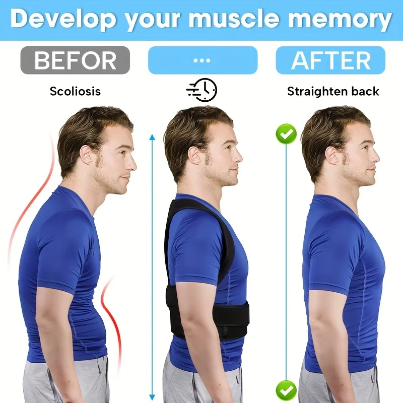 مصحح وضعية قابل للتعديل للرجال والنساء - دعامة دعم الظهر قابلة للتنفس مناسبة لمصحح وضعية الظهر للرقبة والكتف والظهر #3