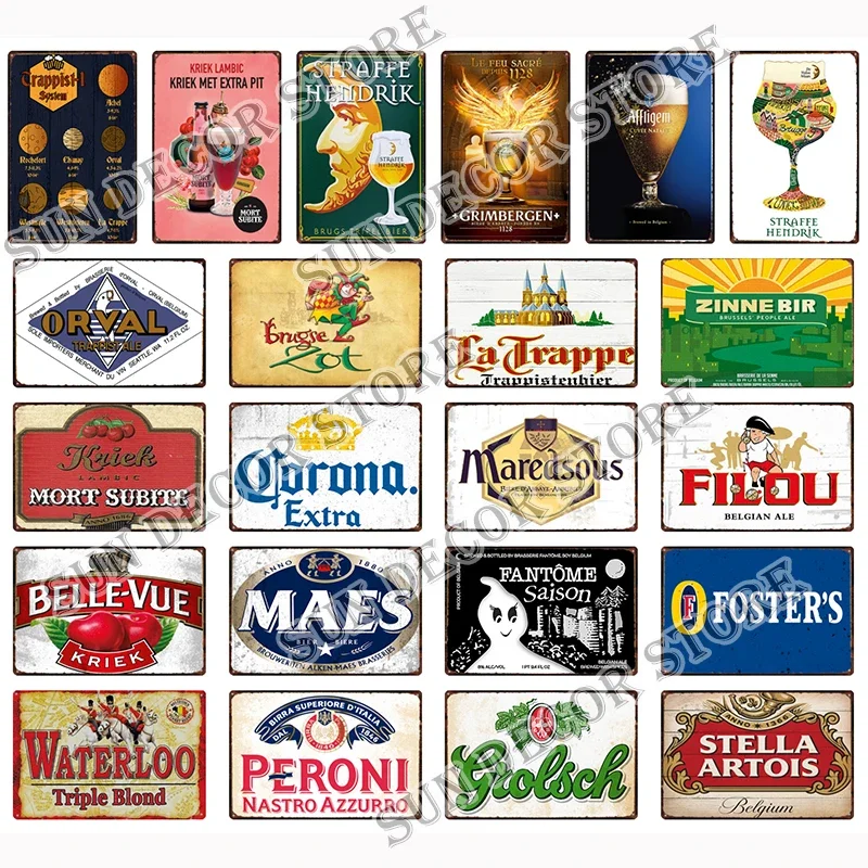 German Belgium Beer PERONI  WATERLOO  Retro Vintage Metal Tin Signs Poster for Room Bar Pub Club Man Cave Wall Decoration A-217