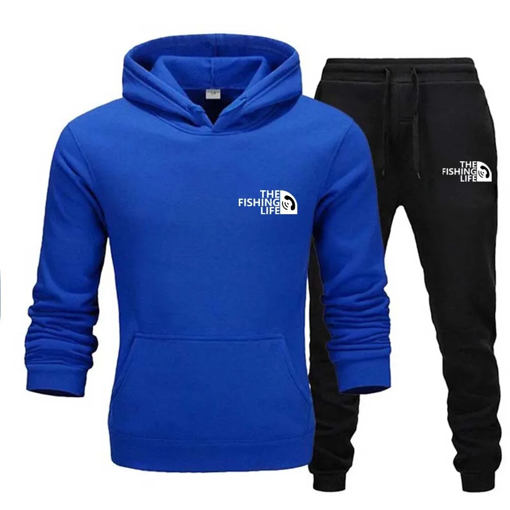 

2026Men's Autumn and Winter Pattern Casual Two-Piece Set Hooded Sweatshirt and Pants with Pockets Regular Fit Outdoor Sport Suit