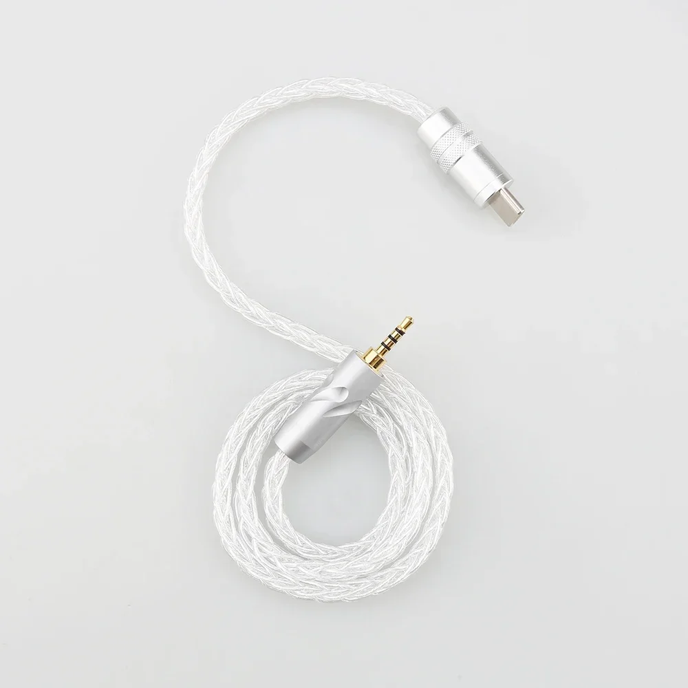 

HIFI pure silver USB Type C to 3.5mm 2.5mm 4.4mm Jack AUX Cable Type-C Audio Cable for Huawei Android iPhone Millet to amplifier