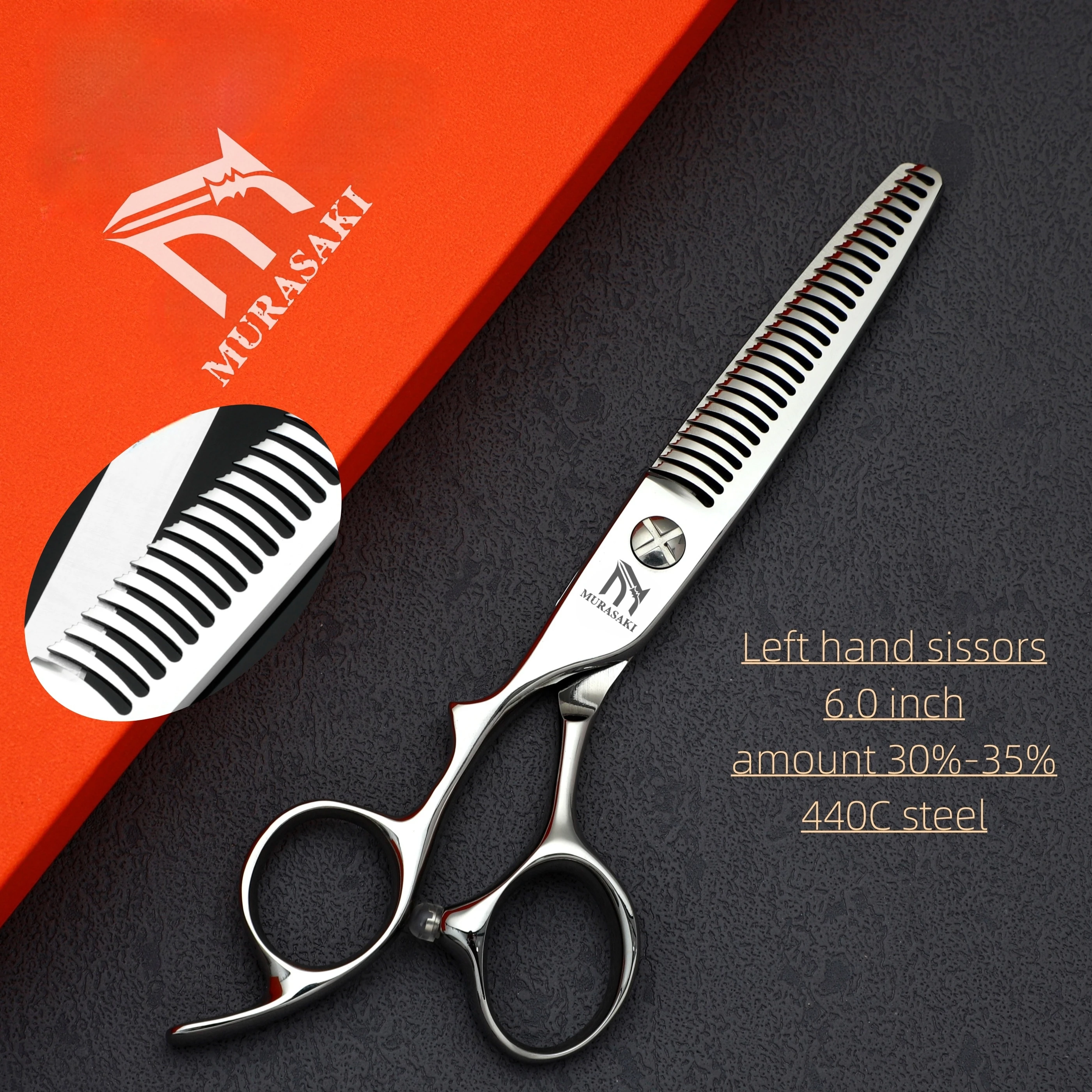 Professionelle Linkshänder-Schere, 6-6,5-6,8 Zoll Haarschneideschere, Japanischer 440C Stahl, Hochwertiges Friseurzubehör – Detail 27