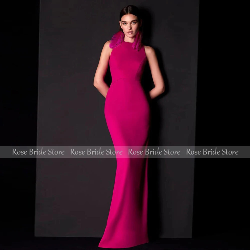 Luxury Wedding Party Dresses for Women 2024 Fuchsia Formal Evening Gowns Mermaid O Neck Trumpet Elegant Prom Dress with Cape