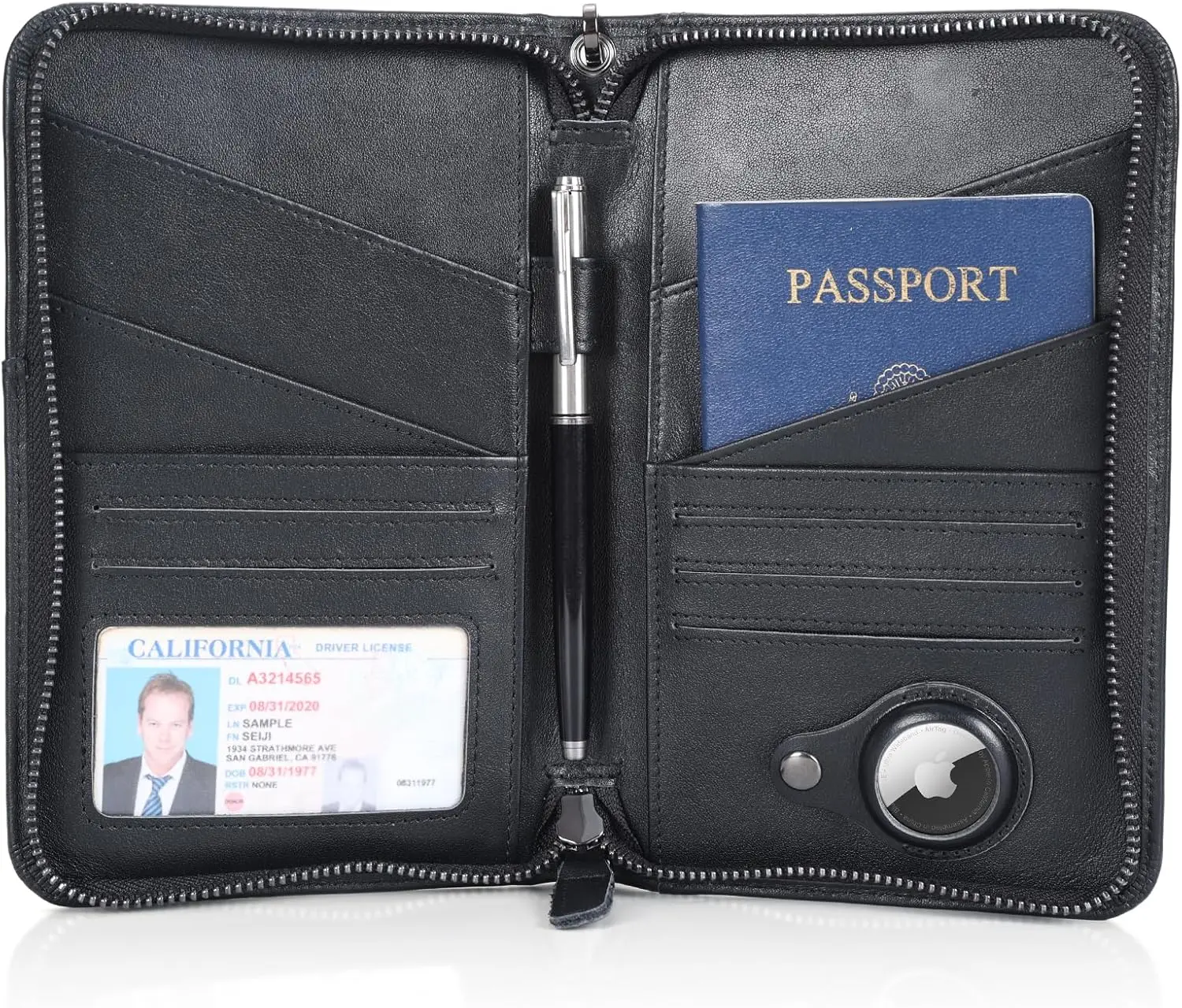

Full Grain Leather Passport Holder for Travel RFID Blocking Family Wallet Holds 6 Passports