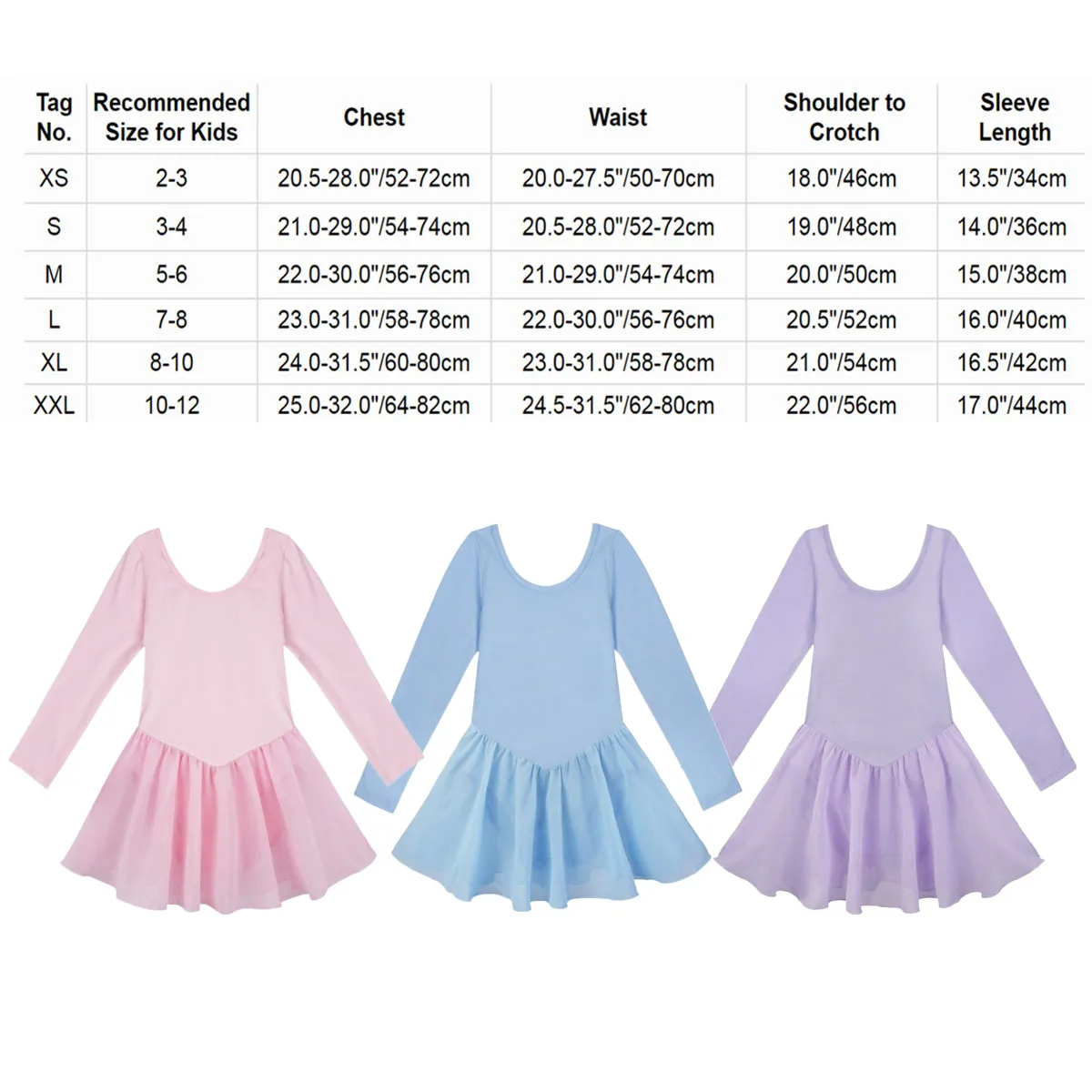 Robe Tutu de Ballet pour enfants, jupe à manches longues, vêtements de danse, en Tulle, Leotard, pour filles