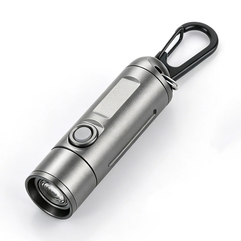 BORUiT Mini EDC Keychain Flashlight LED Type-C Rechargeable  Zoom Flashlight Outdoor Lamp Camping Lantern Fishing Pocket Torch