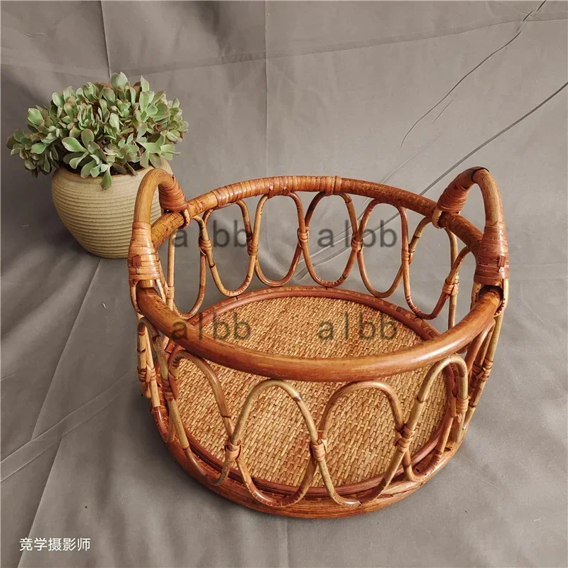 Puntelli per fotografia in rattan vintage fatti a mano per neonato, cesto per bambini, decorazioni per letto, servizi fotografici, ritratto in studio, sfondo fotografico, 1 pezzo