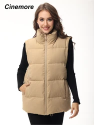 Cinemore gilet da donna caldo gilet senza maniche Casual per donna giacca parka lunga abbigliamento femminile cappotto imbottito in cotone solido