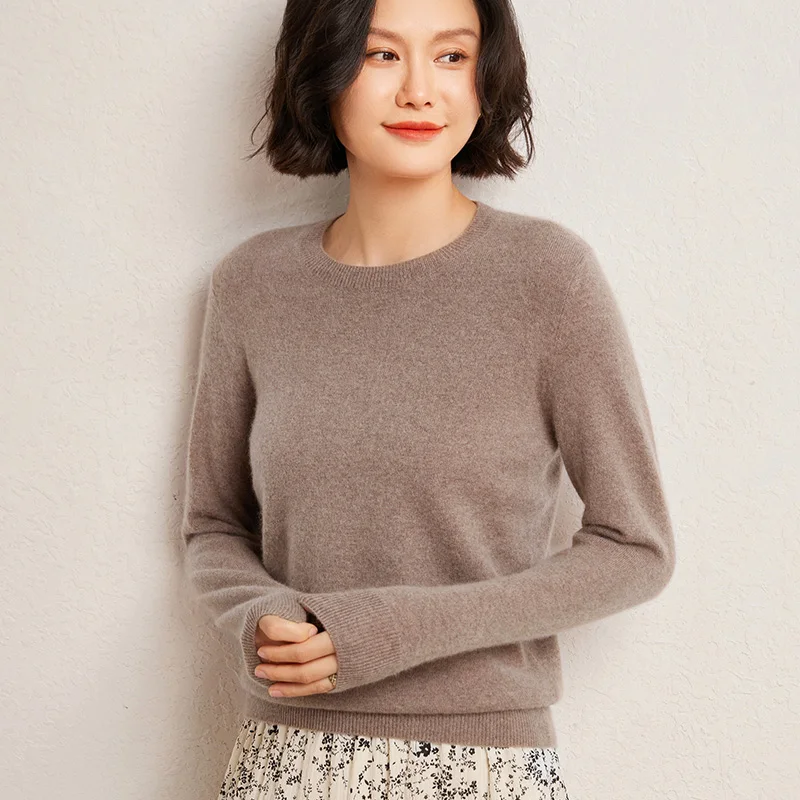 

Fall/Winter 2024 New 100% cashmere Sweater Ladies Round Neck Pullover With Long Sleeves And Warm Knit Bottoming Shirt.