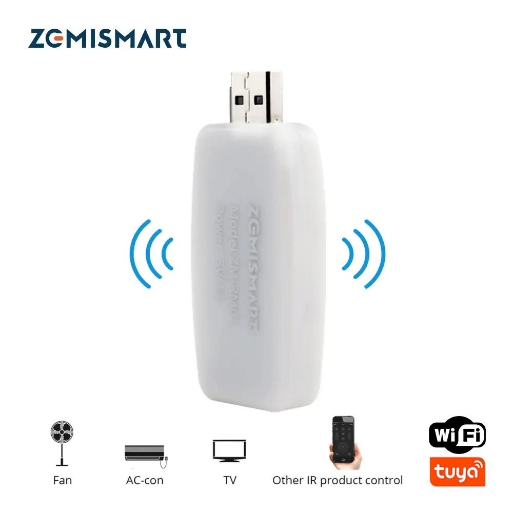 Zemismart RF IR to WiFi USB Dongle Work with Tuya Remote Control TV Fan Air Condition Light Water Heater Home Alexa Google Home