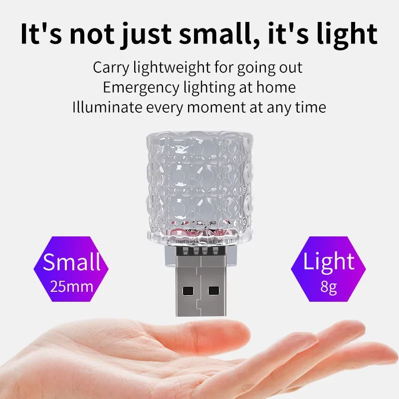 Picture 7: Car USB Ambient Lights LED Colorful Night Light Universal Car Interior Decoration Indoor Home Lamp Atmosphere MINI Light Bulb