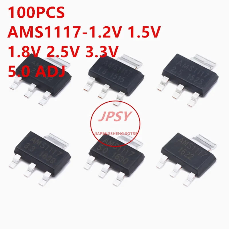 100PCS AMS1117-5.0 5V SOT-223 geregelte Stromversorgung Chip Buck IC