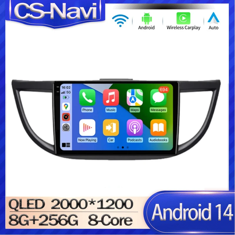 Android 14 Car Radio For Honda CR-V 4 CRV RM RE 2012 - 2016 Multimedia Video Player GPS Navigation Carplay Head Unit 2Din DVD