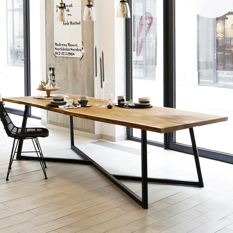

Computer desk simple modern solid wood American loft industrial style retro strip type large conference table long table