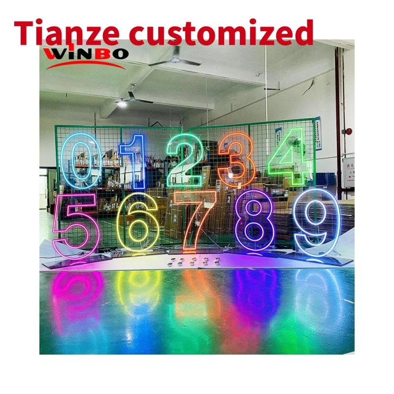 (Personalizzato) bobodesign Rgb Neon LED numeri segni in piedi appendere No Moq Logov 3ft 4ft lettere Large Flex Custom Neon noise