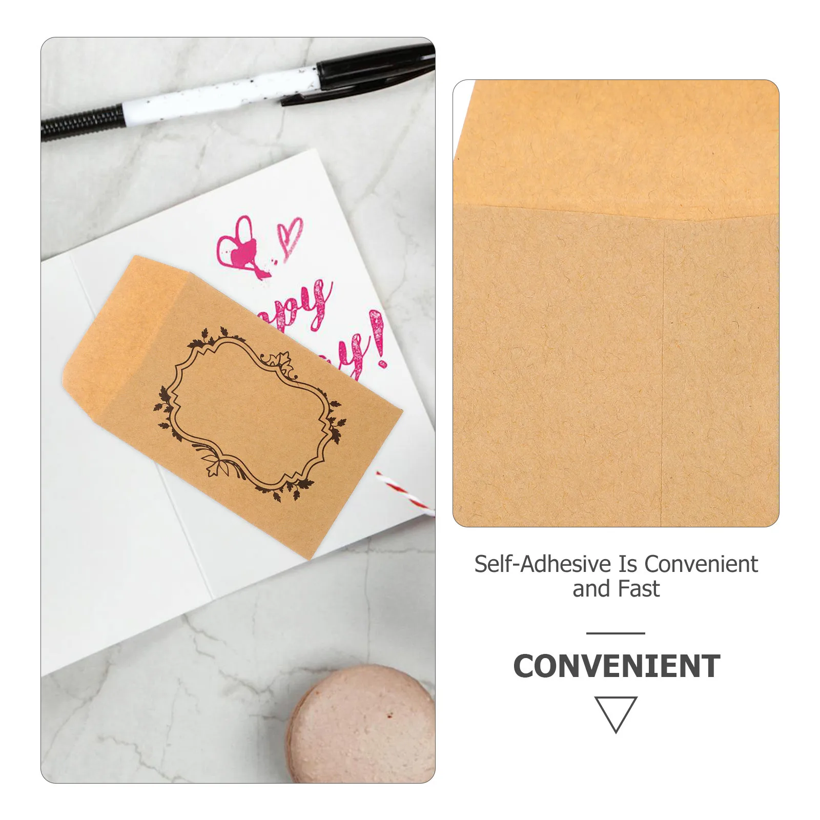 50 قطعة مغلفات ورقية من الكرافت ذاتية الغلق عملة صغيرة ميزانية نقدية أموال صغيرة محمولة موثوقة للرطوبة المنشط #5