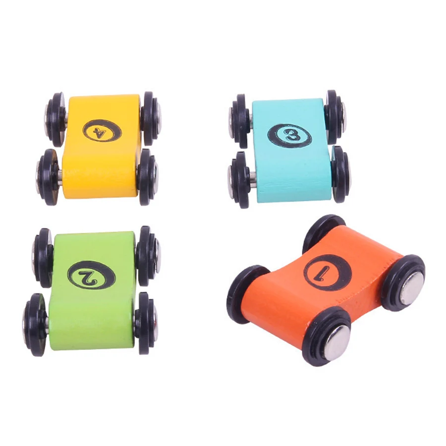 4 szt. Drewniany skuter dla dzieci, tor wyścigowy z autkami do ślizgania, zamienna rampa, model autka wyścigowego dla chłopców, wyścigi palcami