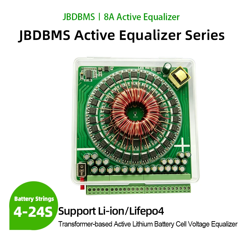 JBDBMS 4-24S 8A Active Battery Balancer Equalizer Transformer type active balancing Support Parallel Use, for NCM/LFP Battery
