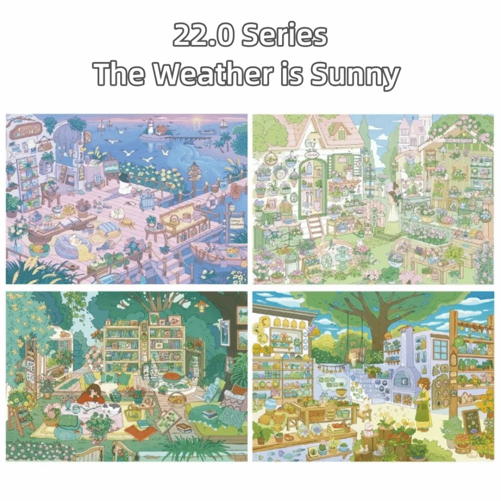 4pcs Forest Theme Miniature Scene Stickers Cartoon Girls PET 3D Scenery Decals Self-Adhesive Miniature Sticker Set For Journal