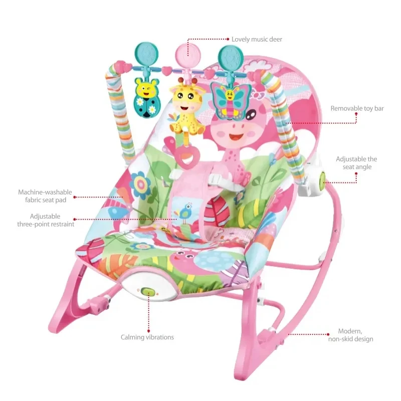 KSF Children Toys New Products Baby Balance Rocking Chair Pink Strong Newborn Rocking Chair Bed Electric For Baby Boy Toy