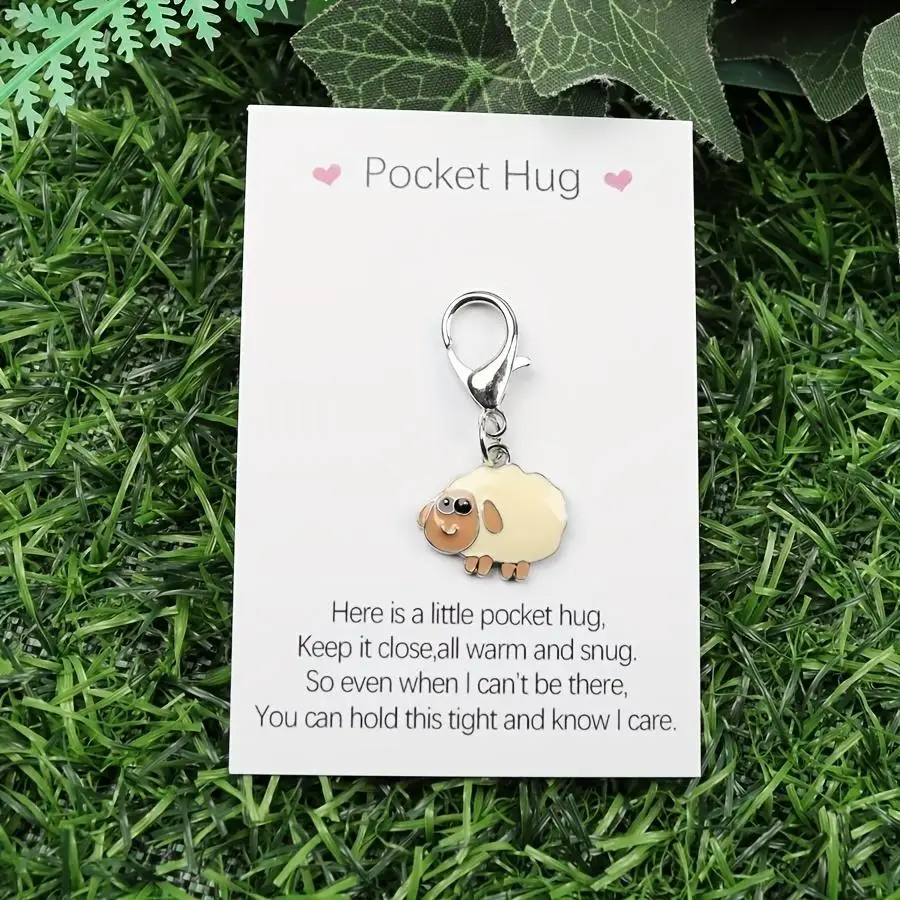1/5/10/20/50/100pcs Cute Little Sheep Greeting Card, Fashion Keychain Bag, Car And Earphone Decoration for Men And Women, Perfec