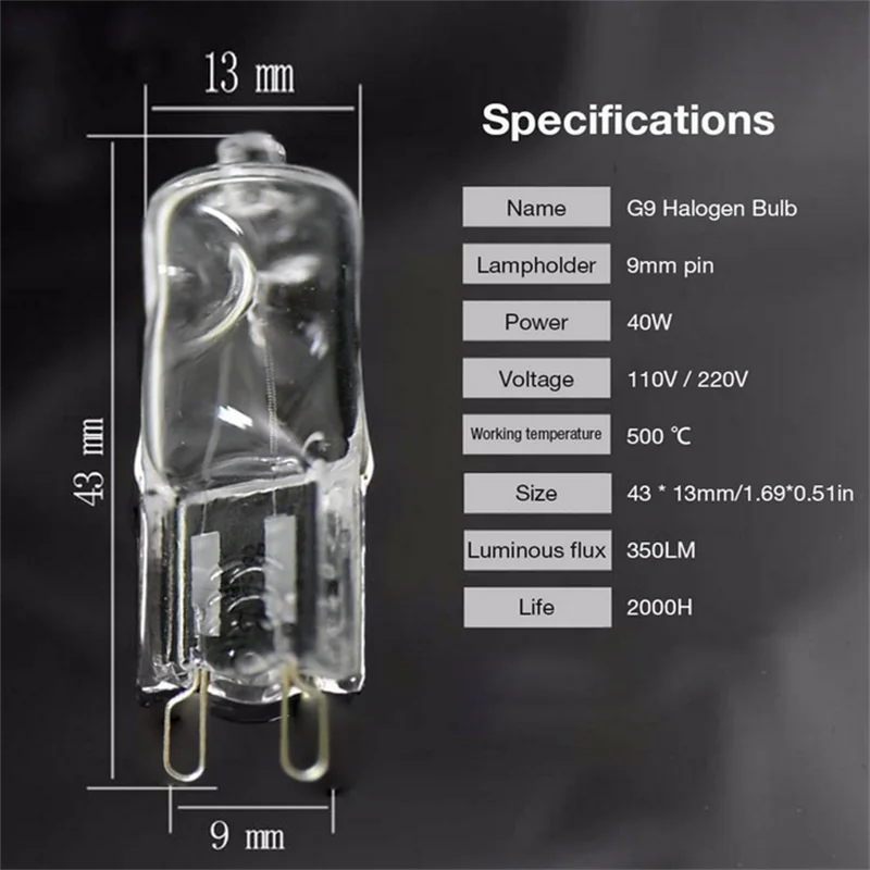 5/10PCS Eco Halogen Light Bulbs Capsule LED Lamp Bulbs Inserted Beads Crystal Lamp Halogen Bulb G9 230V 18W 20W 25W 40W 60W