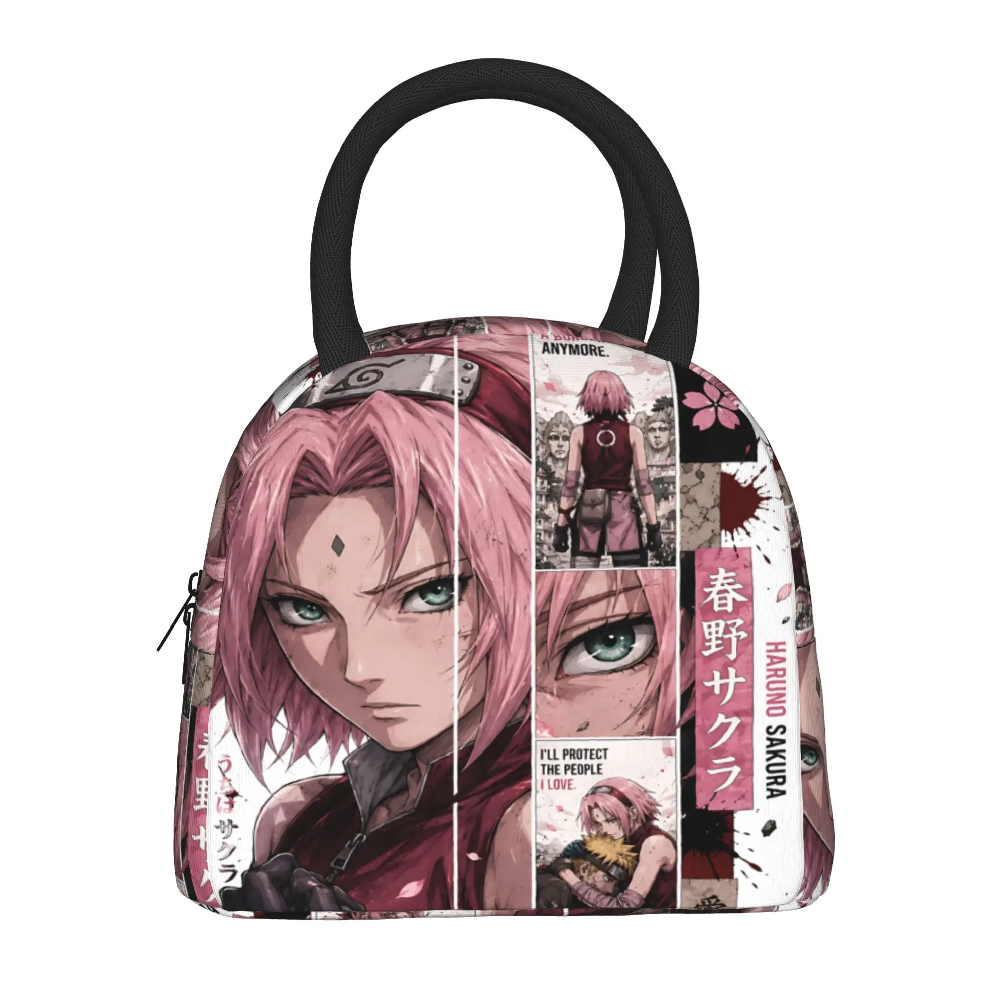Naruto Anime Theme Insulated Lunch Bag Ice Pack Rice Bag Sakura bolsa Student Bento Lunch Handbag Insulation