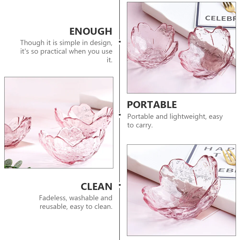 Platos para salsa de vidrio, diseño de flor de cerezo transparente, platos portátiles ligeros para salsa de soja, cuencos para inmersión, sabor, 2 uds.