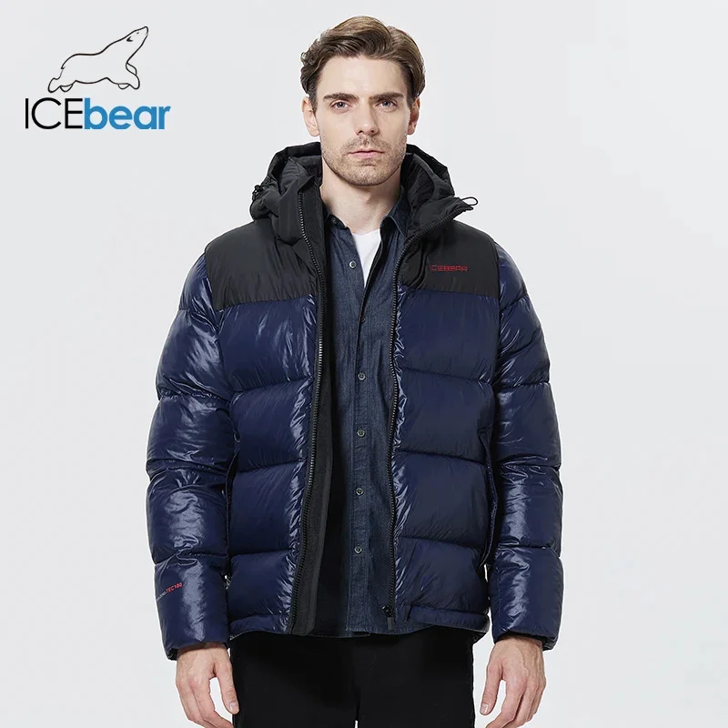 ICEbear 2023 New men\'s short casual winter parkas sporty windproof cotton jackets with removable hat MWD22976I