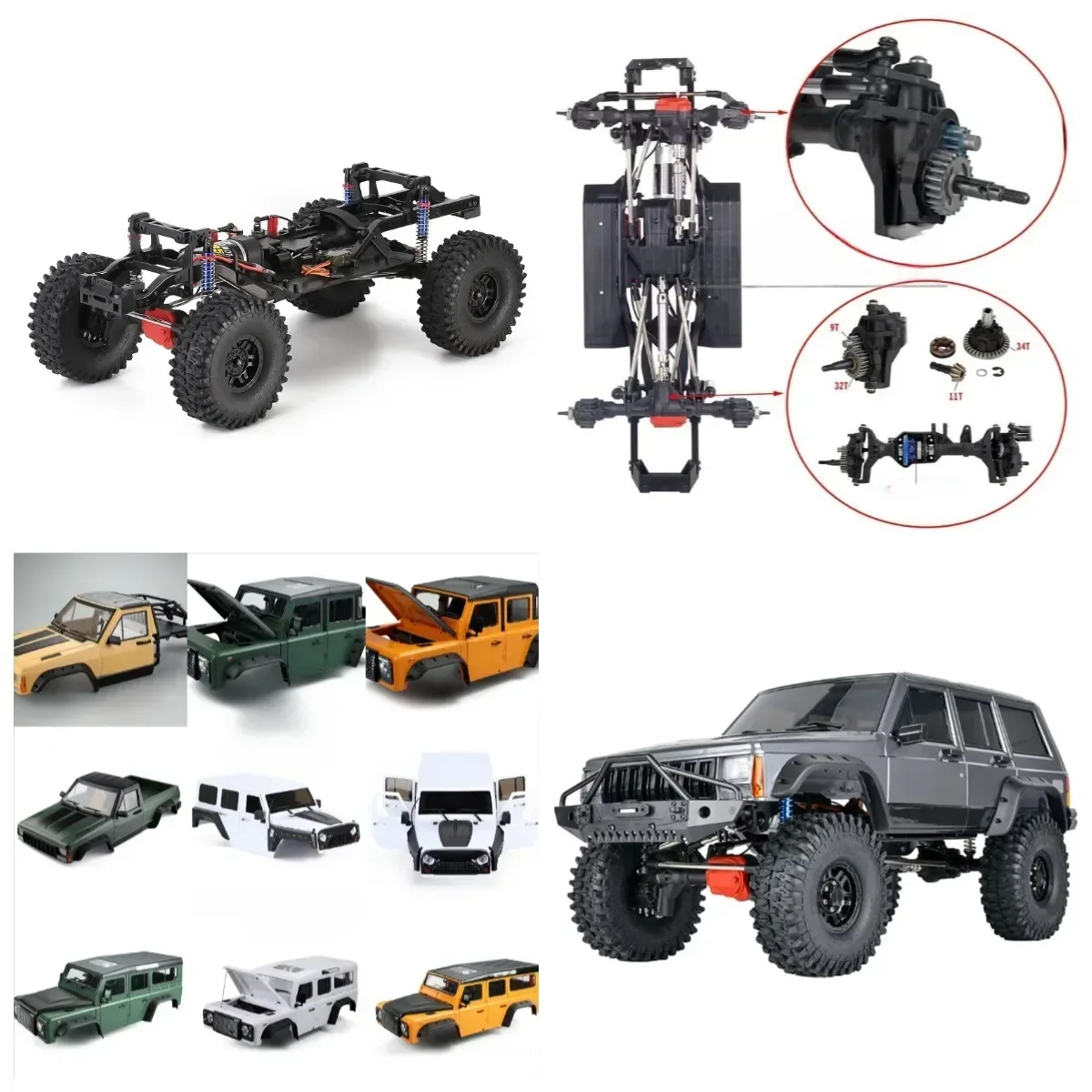 RC 313Mm Rangka Sasis Transmisi 2 Kecepatan dengan Poros Portal Diferensial untuk Suku Cadang Mobil RC Trxs TRX-4 1/10 DIY