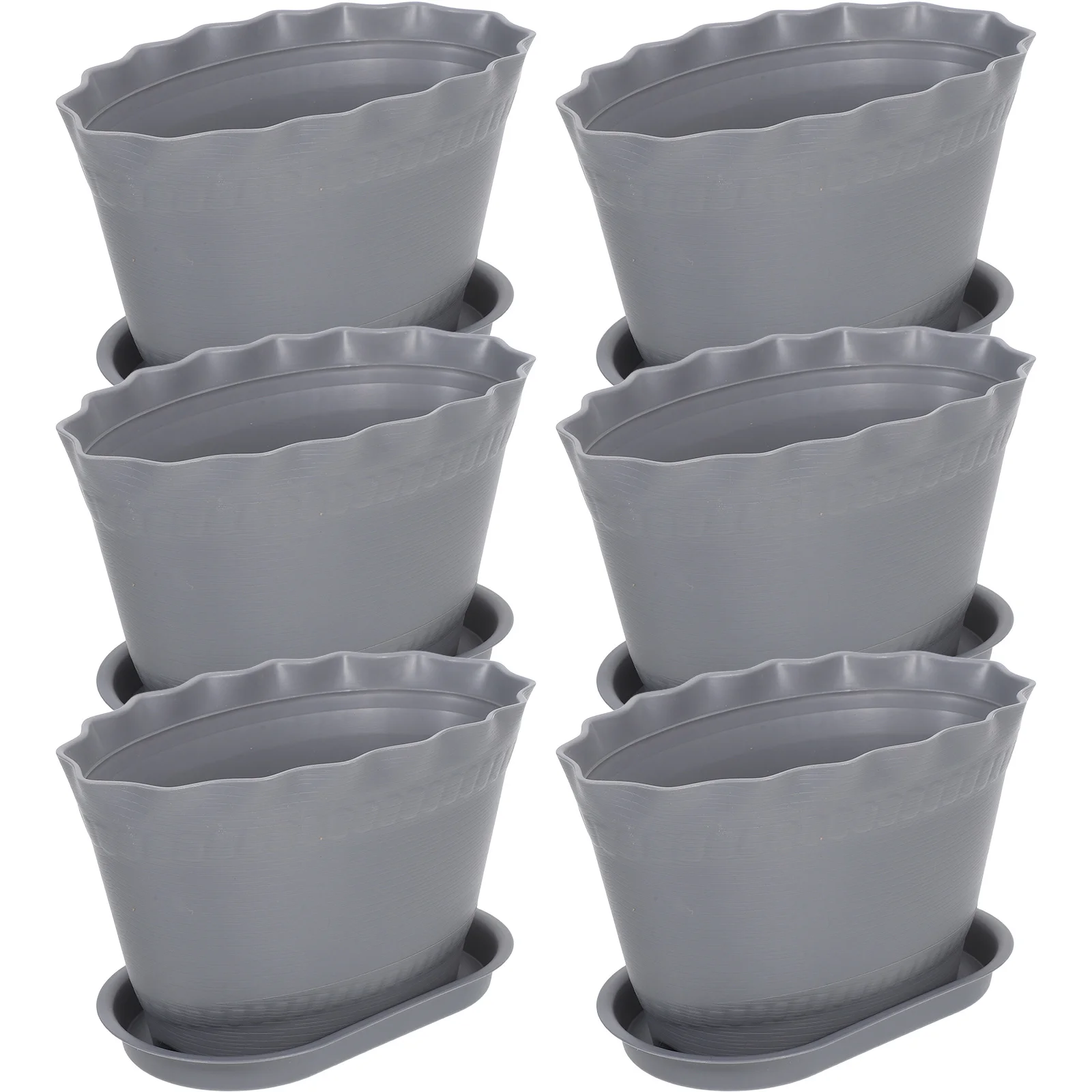 

6Pcs Plastic Flower Pots Drainage Holes Small Plant Pots Saucer Stackable Nursery Planters Indoor Outdoor Gardening Containers