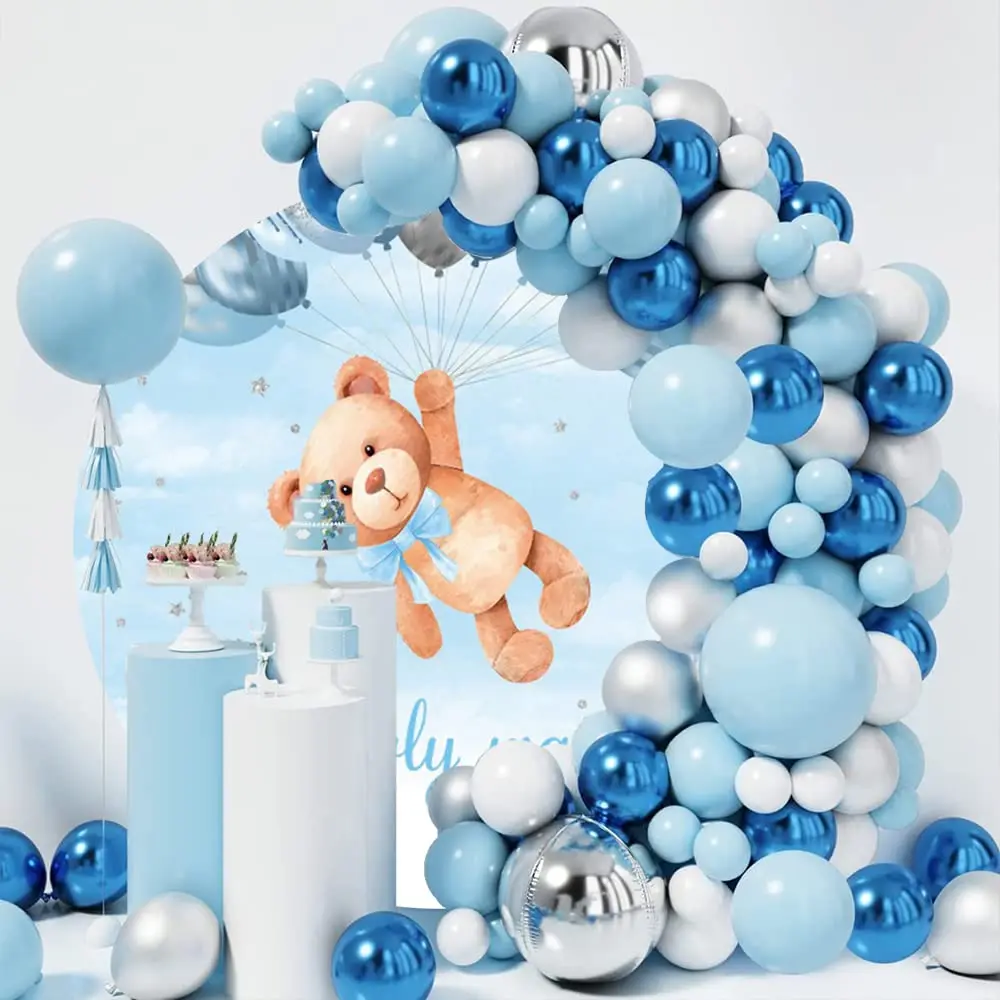 Bear Round Backdrop Cover Hot Air Balloons Baby Shower Birthday Party Circle Photography Background Decor Photo Studio Props