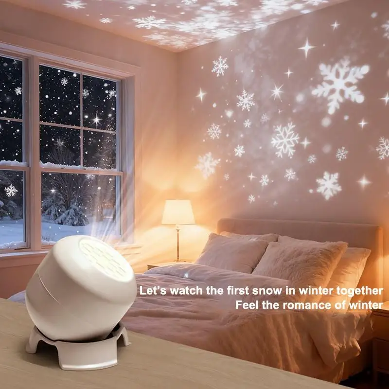 USB Powered Ambient Lamp Decorative Lighting For Living Room LED Ocean Snowflake Projector Light Rotating Dynamic Night Light