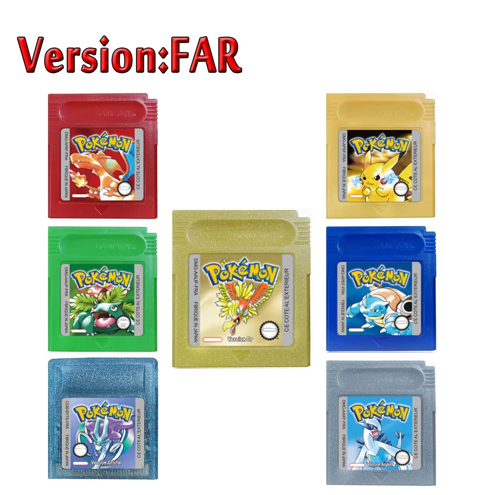 

FRA Version Argent Bleu Cristal Jaune or Rouge Vert Game Cartridge High Quality with for GBC
