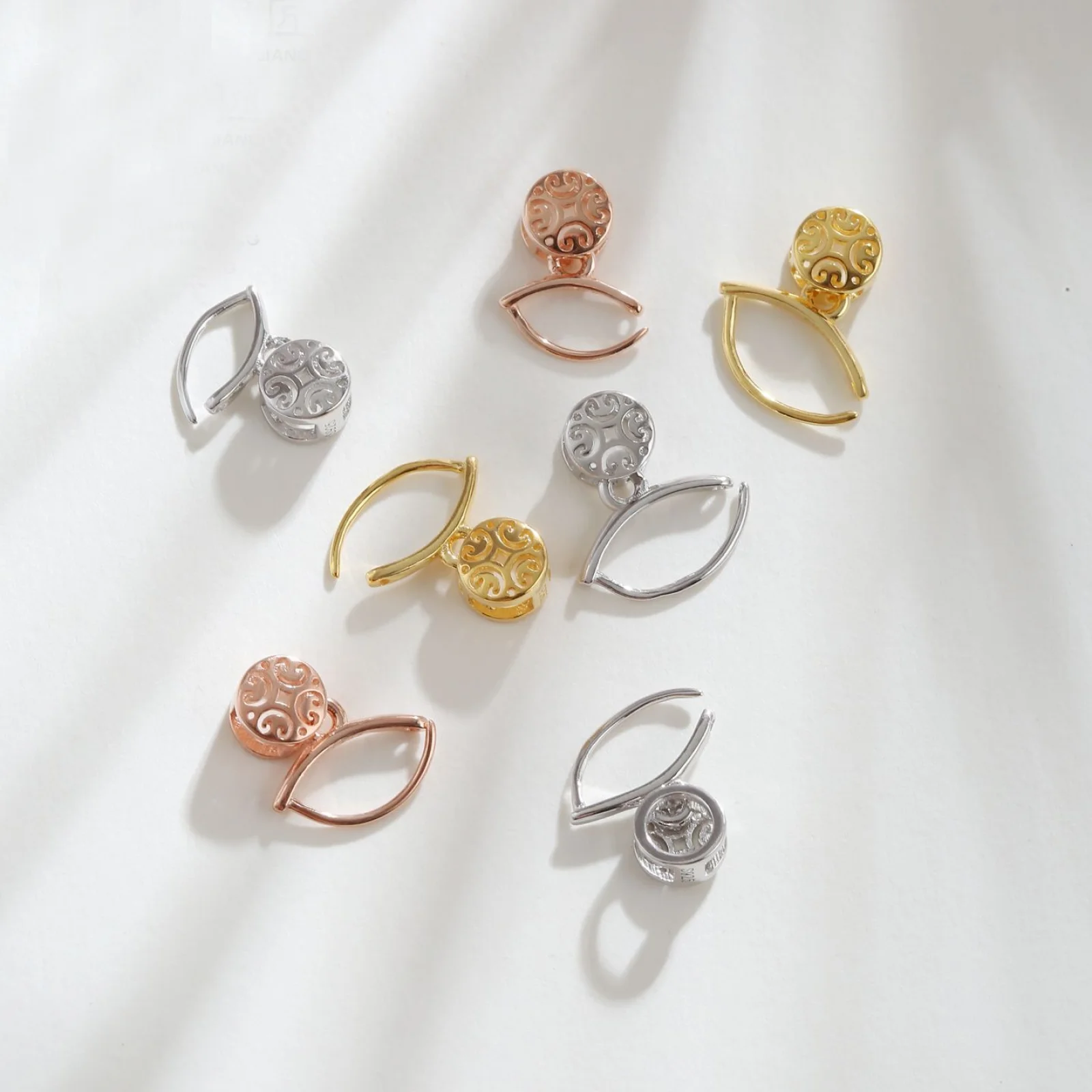 925 Sterling Silver Pendant Blank Base Bull Nose Buckle Fit Amber Honey Wax Jade DIY Necklace Jewelry Making Accessory