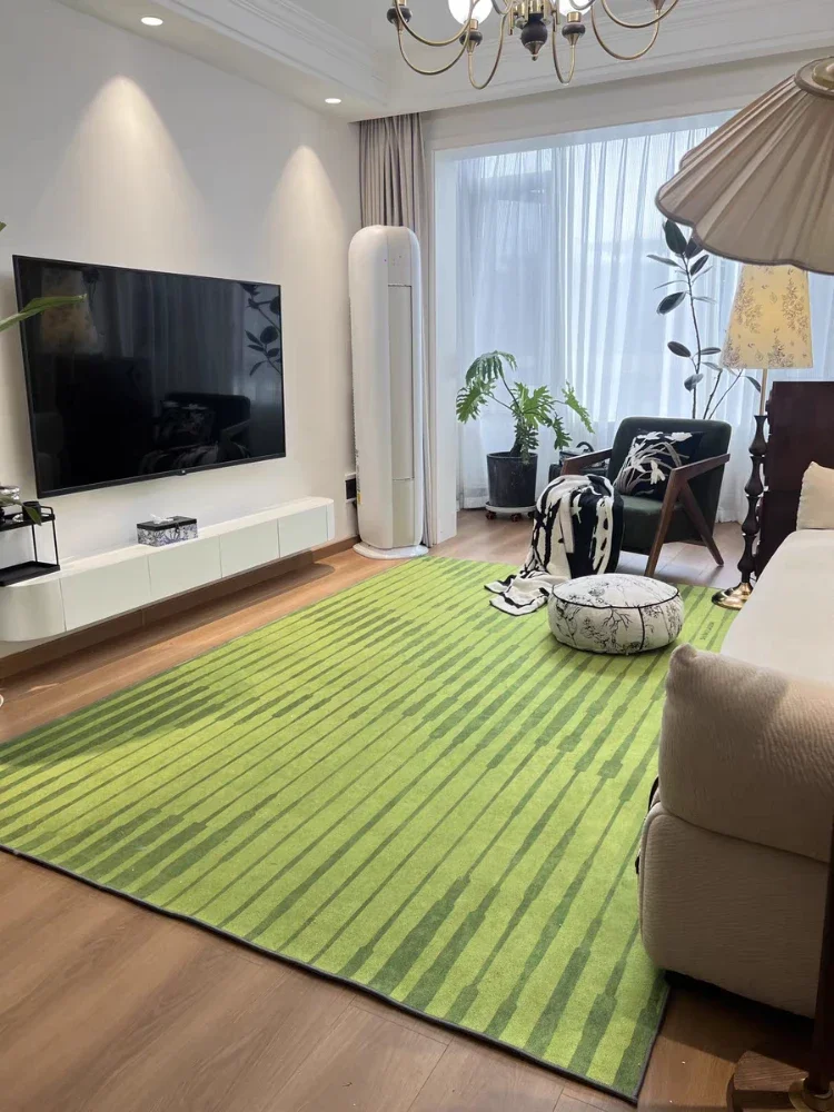 Green Retro Minimalist Living Room Large Carpet Comfortable Easy Care  Bedroom Carpets Non-slip Washable Home Decorative Rugs 깔개