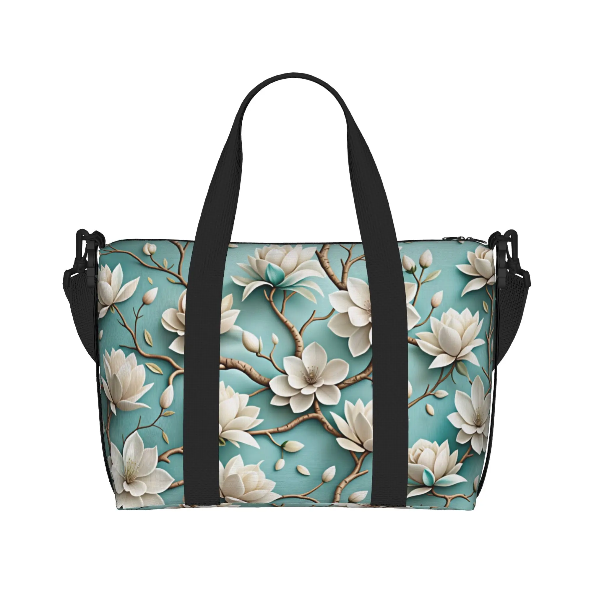 Custom Luxury High 3D Floral Groceries Shopping Tote Bag Women Large Capacity Fashion Trend 3D Flowers Gym Beach Travel Bags