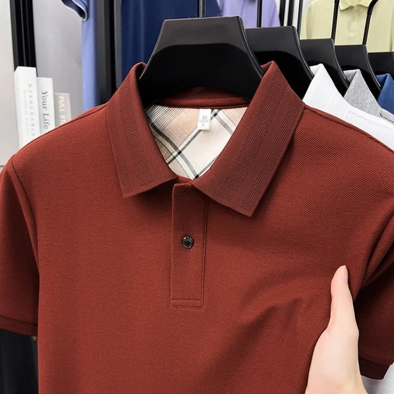 

Men's Polo Shirts Breathable Cotton T Shirts Casual Short Sleeve Solid Color Top Soft Summer Fit