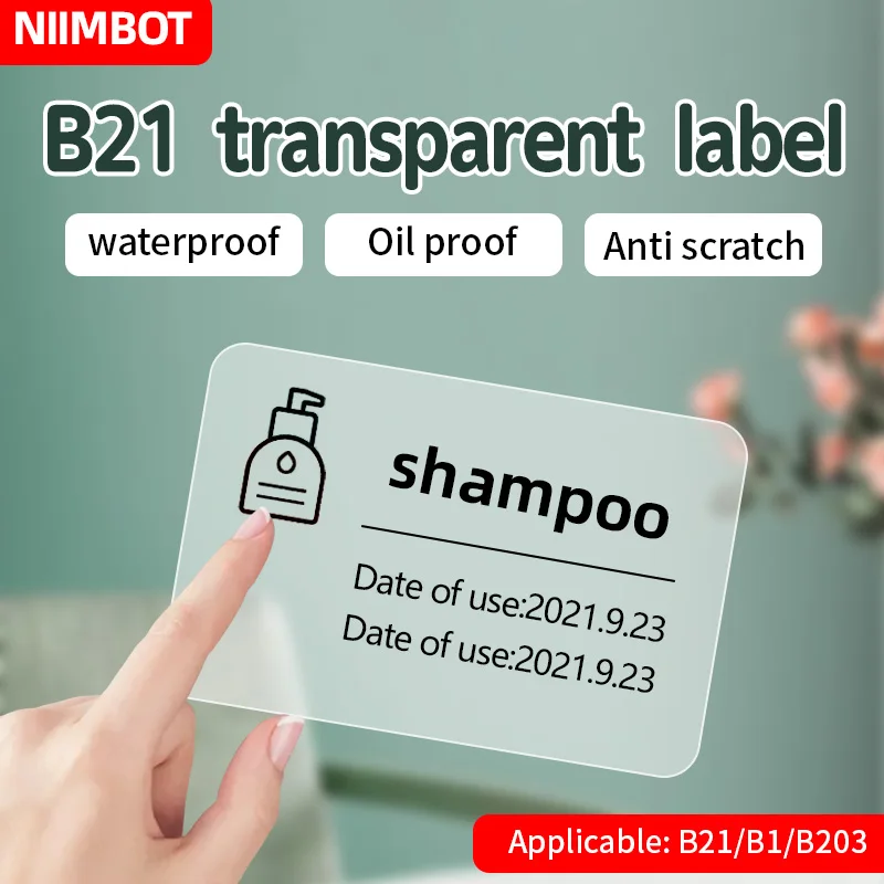 Niimbot B1/B21/B3S  Square/circle/oval thermal Label Transparent Sticker,Self-Adhesive Waterproof Oil Resistant.[1Roll]