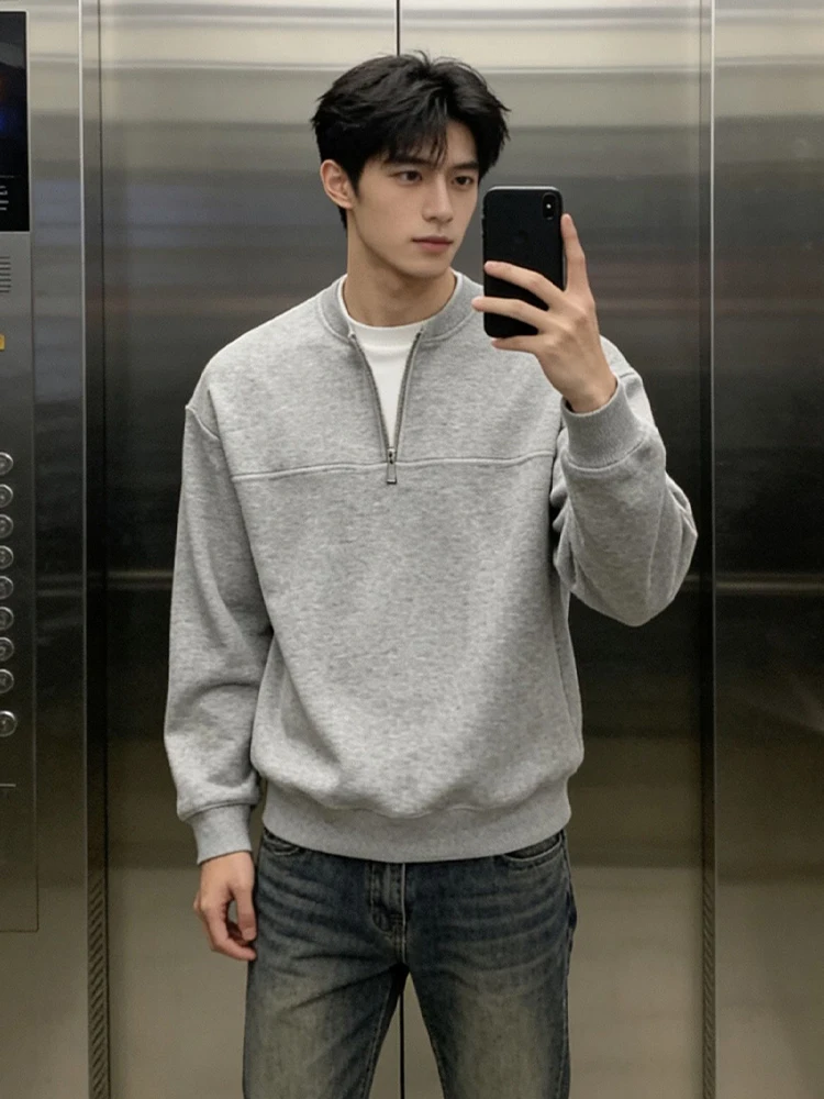 

ay American Sle Hoodie Men's Winter Thiened Fce f Zip Long Sve T-irt Base Layer irt f Zipper Design