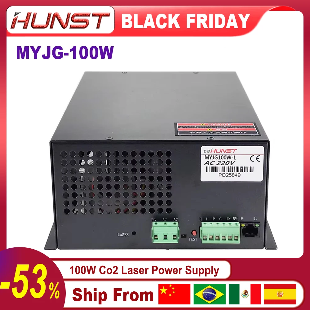 Hunst CO2 Laser Power Supply MYJG-100W for 80W-100W Laser Cutting and Engraving Machine