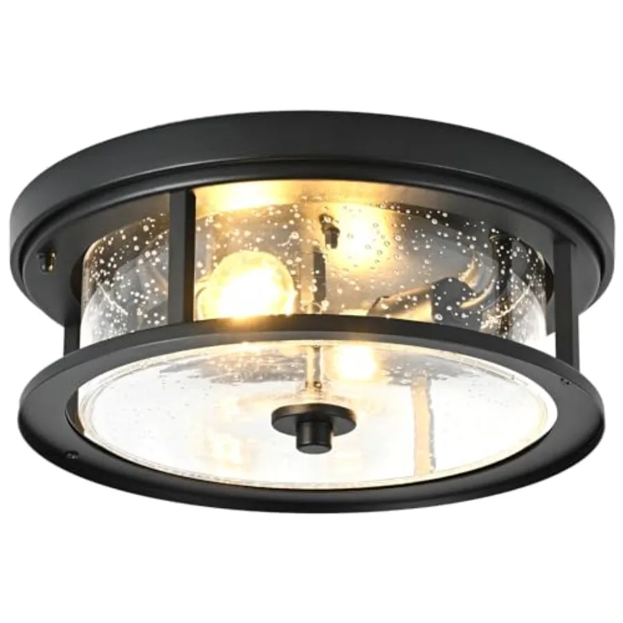 Ceiling Light Fixtures Flush Mount Light, 2 Bulb with Glass Flush Mount Ceiling Lights Fixture Bedroom, Indoor Outdoor Ceiling
