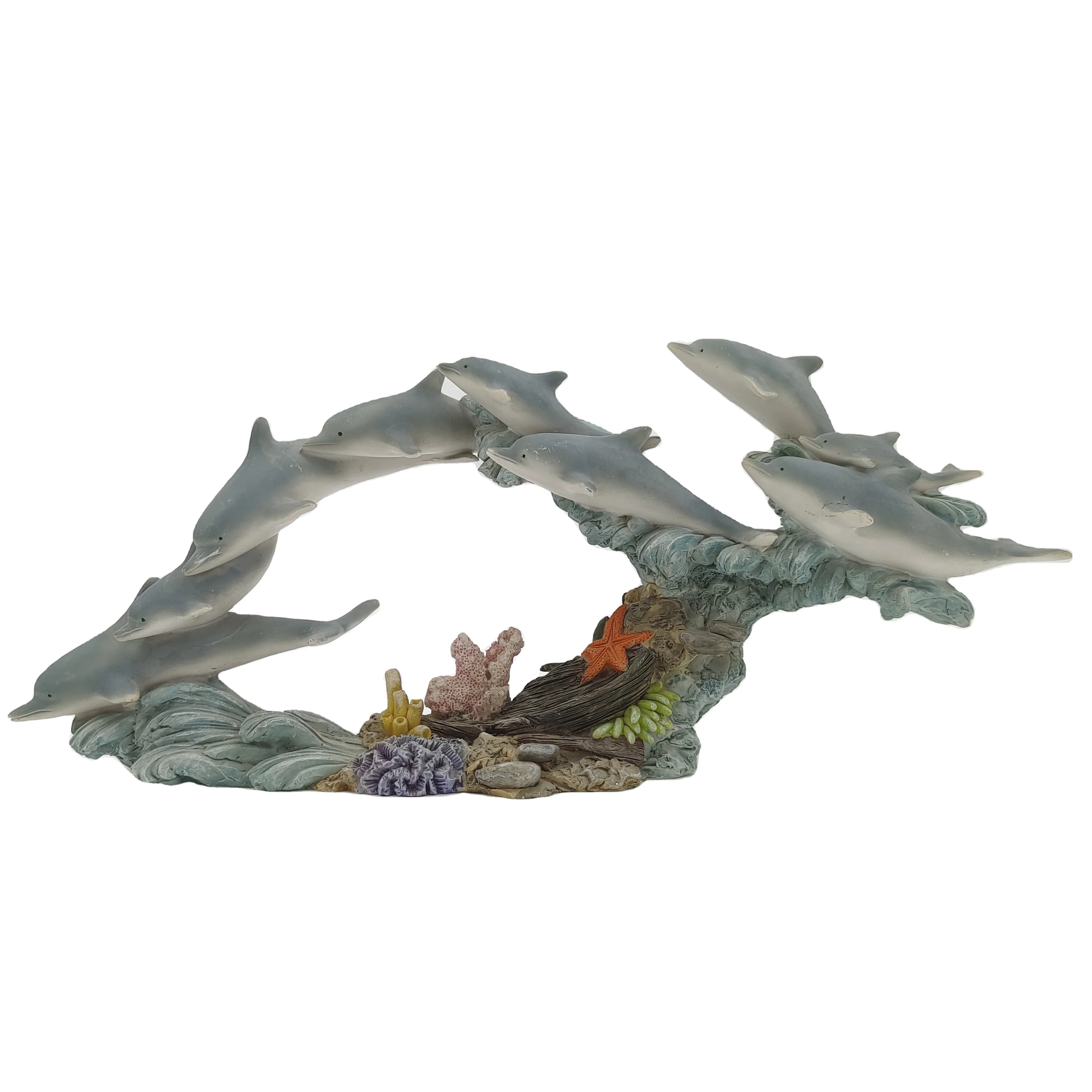 Custom Creative Handmade Hand-painted Resin Marine Animal Sculpture Dolphin Figurine Art Collectible Home Decoration