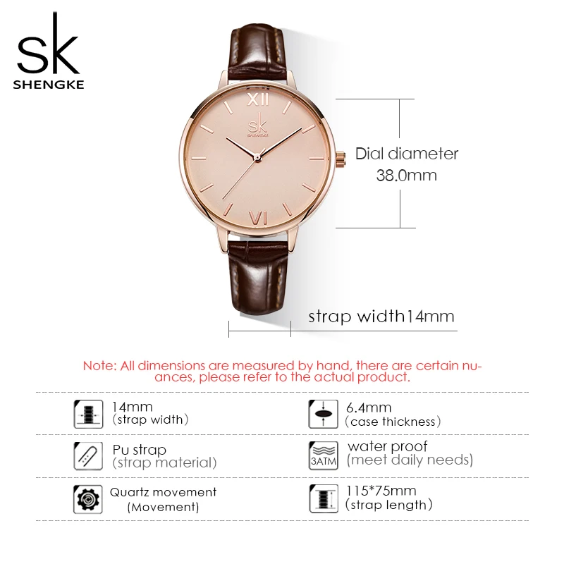 Shengke Top Brand Ladies Quartz Watches Fashion Leather strap Women\'s Wristwatches Best Gifts Clock for Wife, Family,Friend