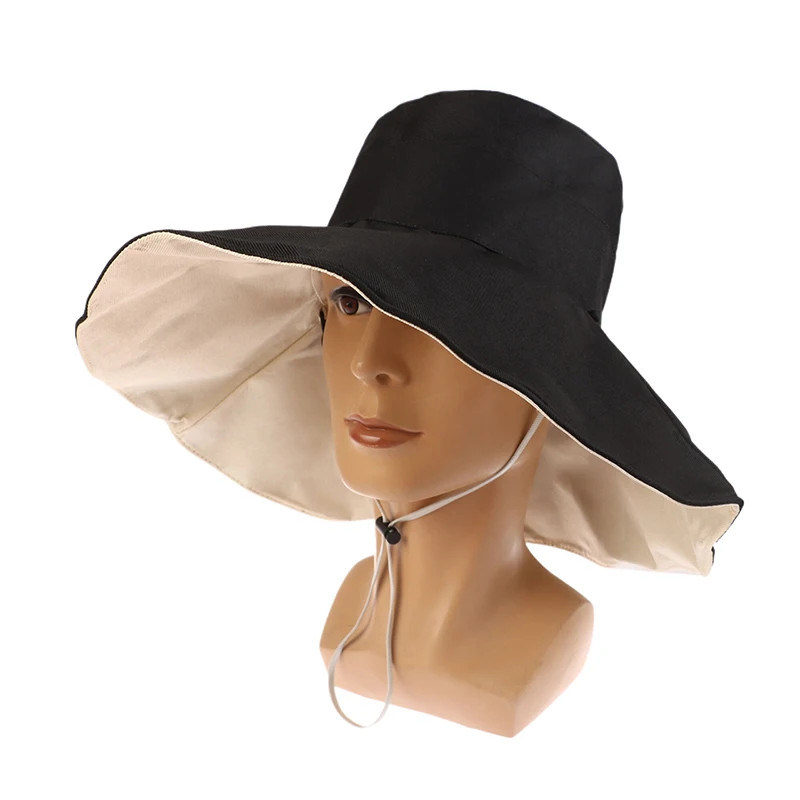 Double-sided Foldable Bucket Hat For Women Girls Summer Sun Hat Visor Fisherman Cap Anti-UV Wide Brim Sunscreen Hats Caps