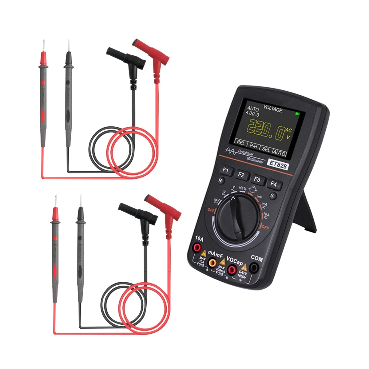 2 in 1 Digital Oscilloscope Multimeter Bandwidth 2.5Msps Sampling Rate Graphical Oscilloscope Resistance Meter ET828