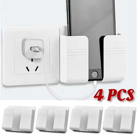 Soporte para teléfono inteligente, caja de almacenamiento montada en la pared, soporte de carga para Control remoto, estante de almacenamiento, 1/2/4 Uds.
