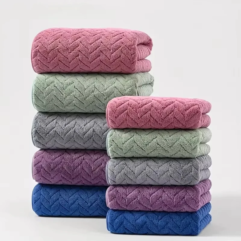 6Pcs Thick Coral Velvet Towel Set, Soft Quick Absorbent Hand Towel, Portable Sports Beach Towel, Ideal for Home Bathroom Gym Use