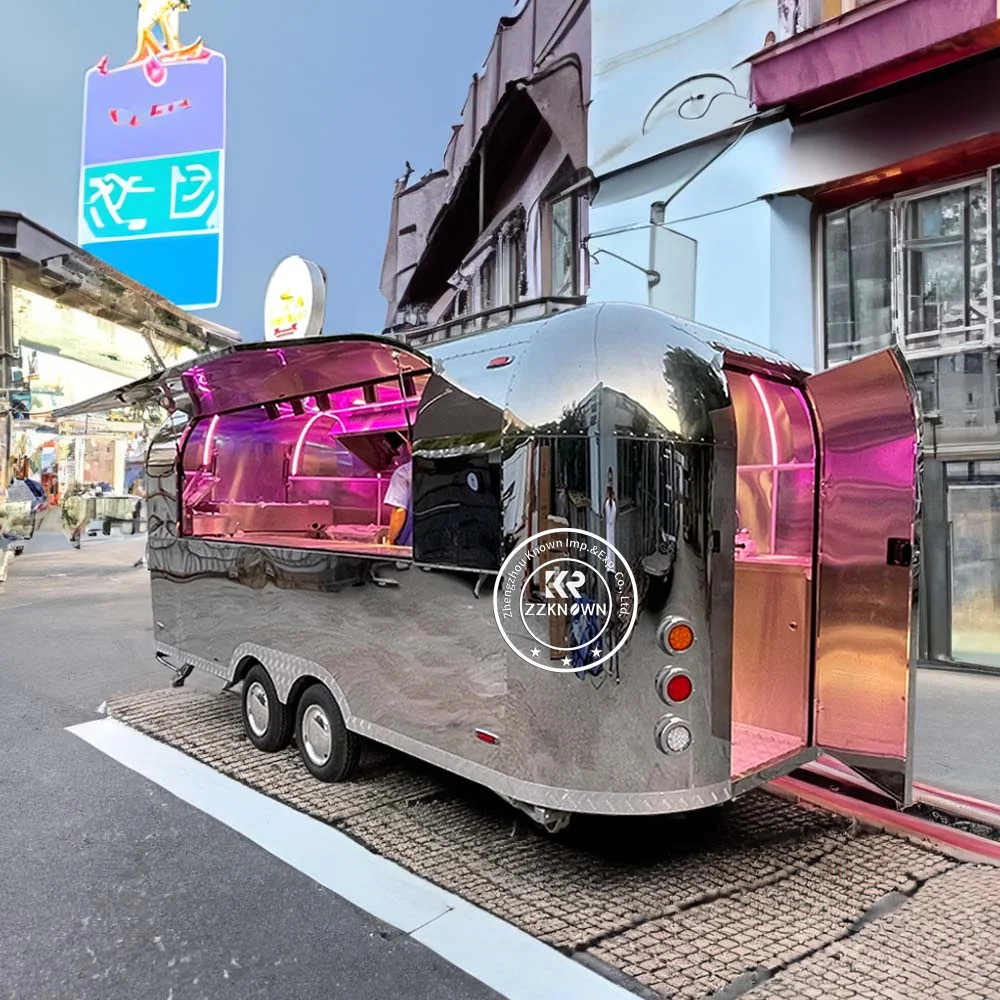 Australian Standard Mobile Air Stream Fast Food Truck Cart Concession Coffee Kiosk Ice Cream Trailer Stainless Steel Food Truck