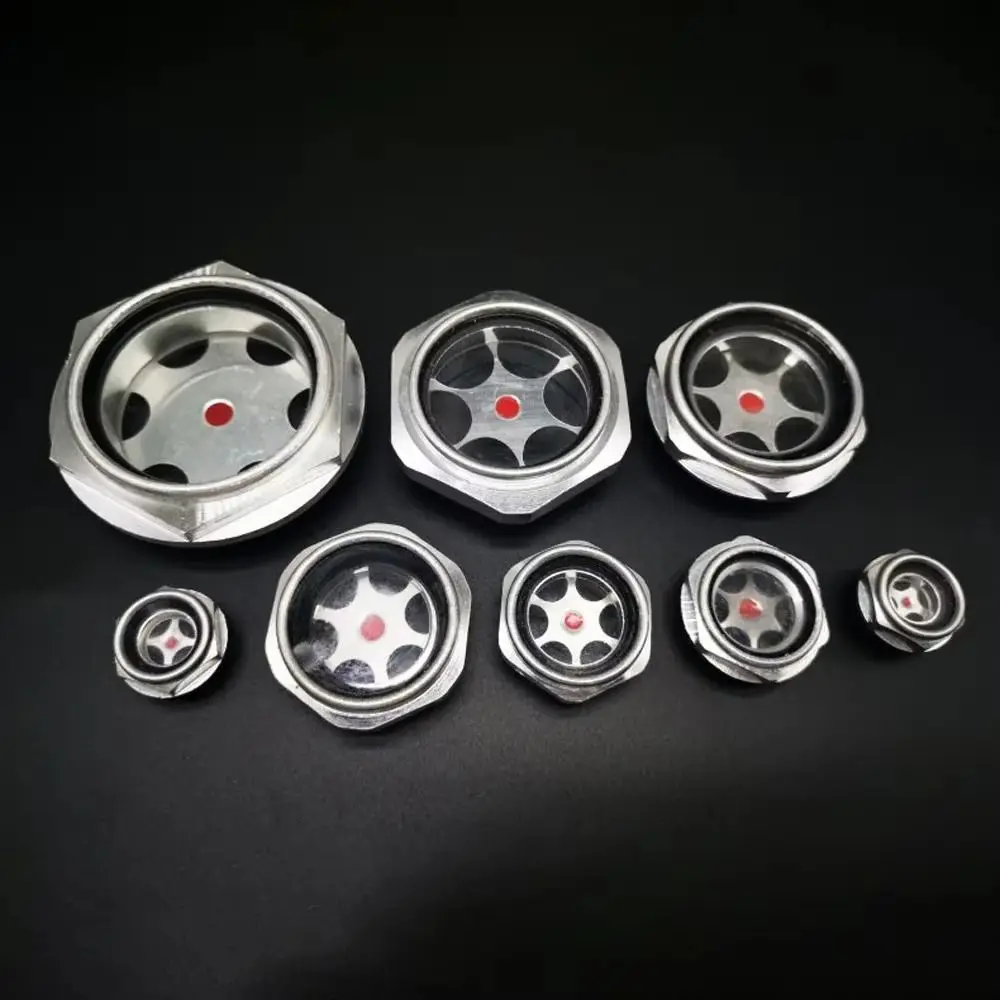 1Pcs G1/4 G3/8 G1/2 G3/4 Oil Sight Window Male Thread G1 G1-1/4 G1-1/2 BSP NPT Oil Level Sight Glass Aluminum Tempered Glass