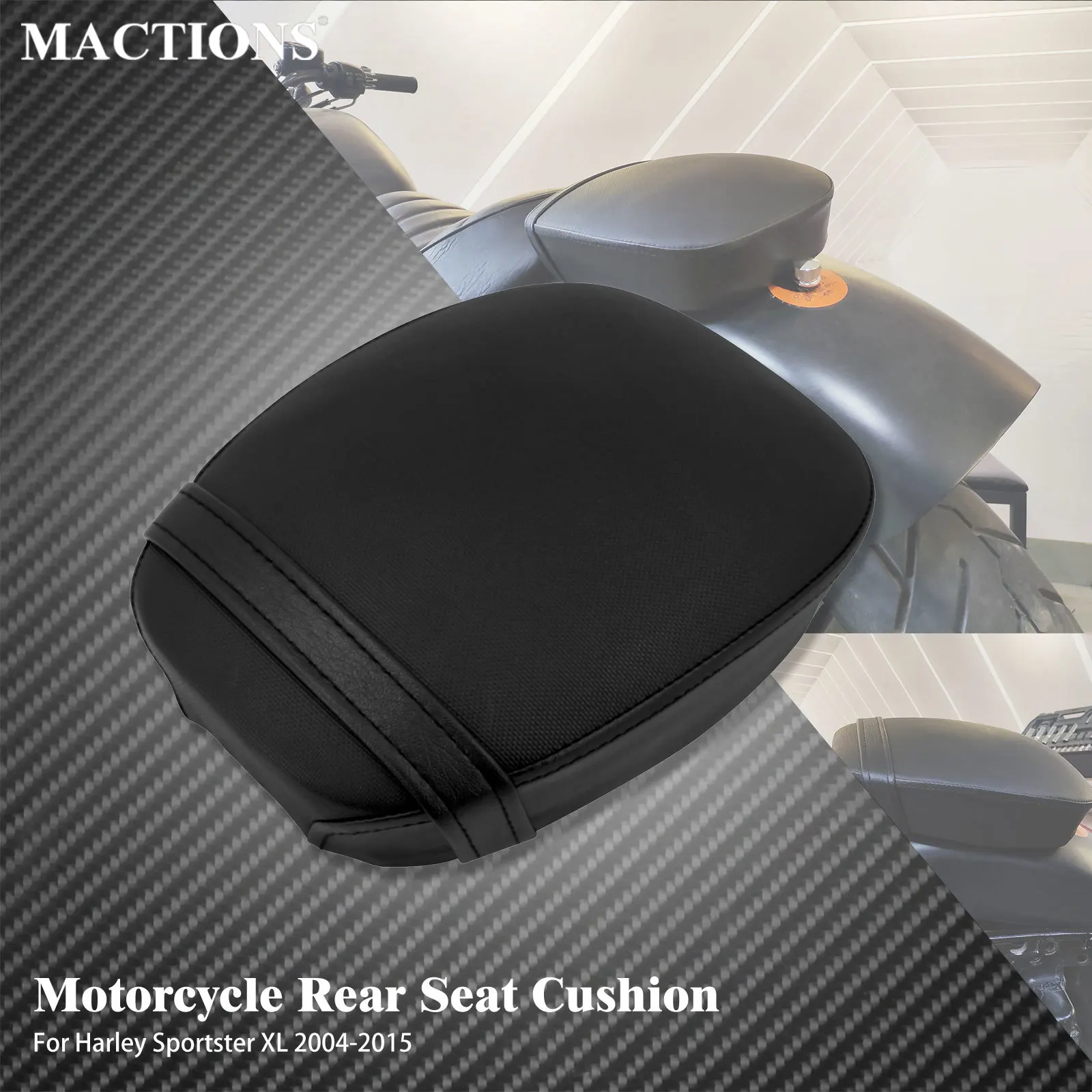 

Motorcycle Passenger Seat Cushion Rear Seat Pillion Pad For Harley Sportster XL883 1200 48 72 Forty Eight 04-2015 Black Leather